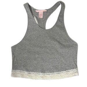 Victoria's Secret Heather Gray Lace Ribbed Crop Top Size M